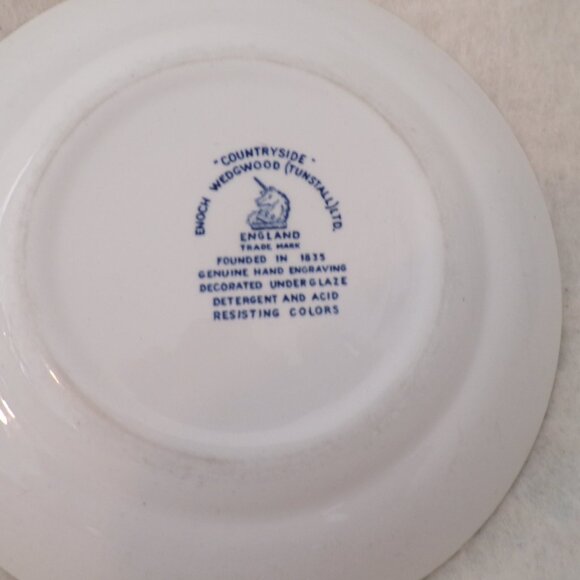 Vintage Enoch Wedgwood Countryside Blue and White Salad Plates Set Of 2 - Picture 5 of 5